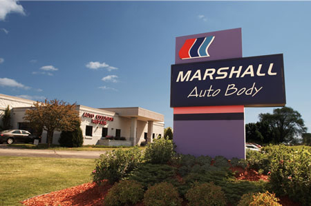 Marshall Auto Body sign and building